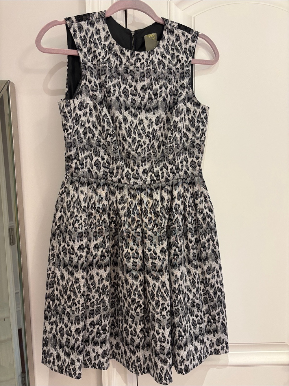 Taylor Black and Gray Leopard Print Mini Dress